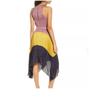Colorful Womens Dress with Pleated Design